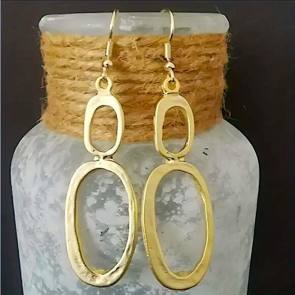 Gold Boho Geometric Irregular Dangle Earrings - Picture 1 of 5